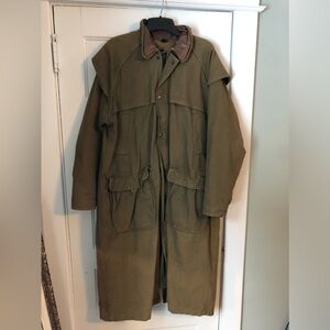 Woolrich Vintage Aztec Wool Lined Duster Barn Work Coat Olive Green Size Large